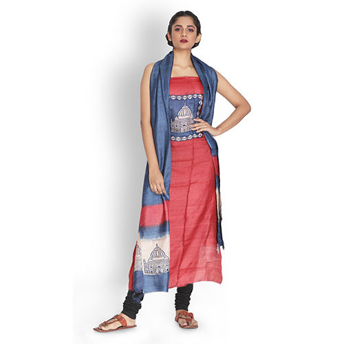 Washable Ladies Fancy Tussar Suit And Dupatta