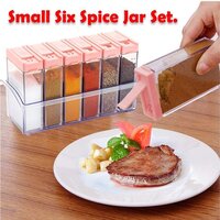 PLASTIC SPICE JARS (6 PCS 14X22X8CM MULTICOLOUR) (0122)