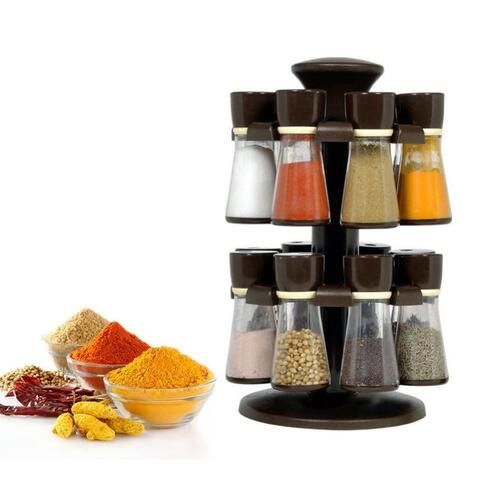 REVOLVING PLASTIC SPICE RACK MASALA ORGANISER (16 PCS) (0103)