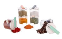 Spice Bottle 6pcs (0061) - Plastic Material, 20.5x15x8 Cm Dimensions, Transparent Color | Ideal For Storing A Variety Of Spices