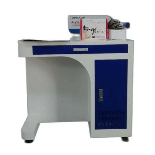 White-Blue Semi Automatic Fiber Laser Marking Machine