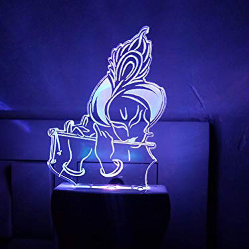 Lord Krishna Color Changing 3D Illusion Led Acrylic Night Lamp Light Source: Energy Saving