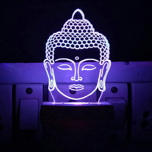 Buddha Head 3D Illusion Led Acrylic Night Lamp Light Source: Energy Saving