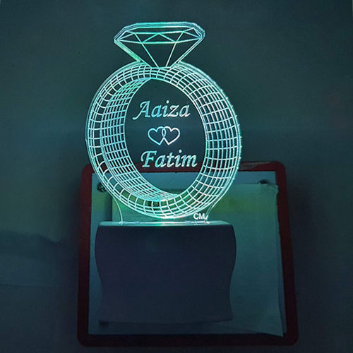 Customized Couple Name Ring 3d Illusion Night Lamp Light Source: Energy Saving