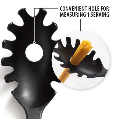 2638 HEAT-RESISTANT PASTA SERVER BAKING TOOLS - Nylon Material, 31 cm Size, Black Color | Anti-Scald Silicone Handle, Dishwasher Safe, Spacious Head