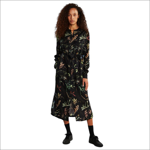 7889 Sustainable Women's Garments - Eco-Friendly Cotton Blend Full Sleeves Printed Design All Season Black Wear | Comfortable & Durable for Home Sleep & Casual Outings