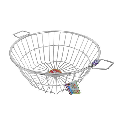 Silver Stainless Steel Round Basket