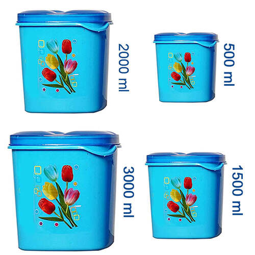 CONTAINER SET FOR KITCHEN STORAGE AIRTIGHT and FOOD GRADE PLASTIC (PACK OF 4) (3000ML1500ML1000ML500ML) (2239)