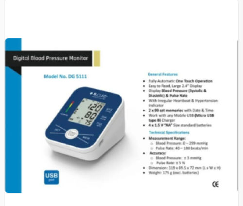 Blood Pressure Monitor (Dg 5111) Recommended For: Men