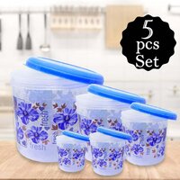 PLASTIC TRANSPARENT CONTAINER AIR TIGHT DABBA SET (3000ML 2000ML 1000ML 750ML 500ML) (2446)