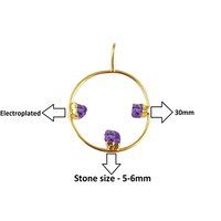 Black Tourmaline Raw Gemstone 30mm Round Shape Electroplated Charm