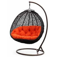 Hanging Swing Chair - Bamboo & Steel,  Modern Black-orange | Durable, Easy To Clean, Lightweight, 3-year Warranty