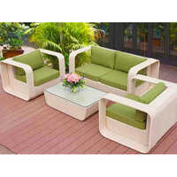 Garden Sofa Set - Wicker & Steel, 3-piece Modern Outdoor Seating In White-green | Durable, Easy To Clean, Lightweight, 3-year Warranty