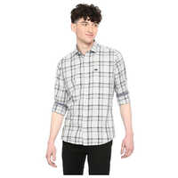 Mens Steel Grey Checks Slim Fit Shirts