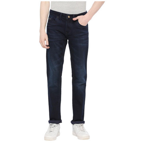 Washable Mens Ink Blue Slim Fit Solid Jeans