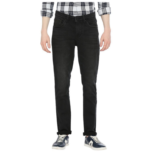 Mens Charcoal Skinny Fit Solid Jeans
