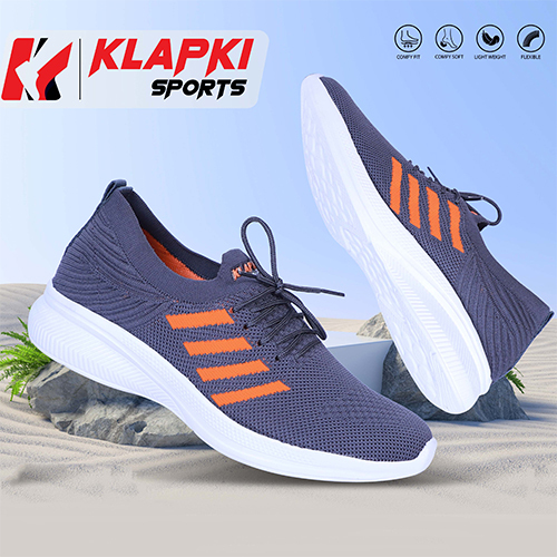 Dark Grey And Orange Fancy Sports Shoe