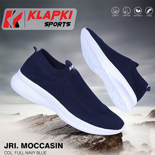 Washable Full Moccasin Navy Blue Sports Shoes