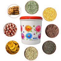 KITCHEN AIRTIGHT and FOOD GRADE PLASTIC FLORAL DESIGN GROCERY STORAGE CONTAINER/JAR. SET OF 3PCS - 5000ML 7000ML 10000ML (2062)