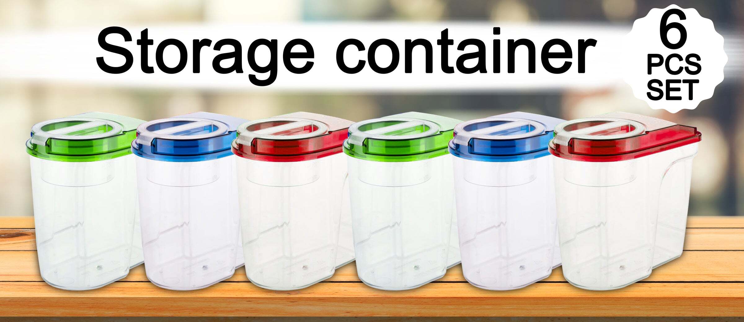 PLASTIC STORAGE CONTAINER SET WITH OPENING MOUTH 1500ML (PACK OF 6) (2469)