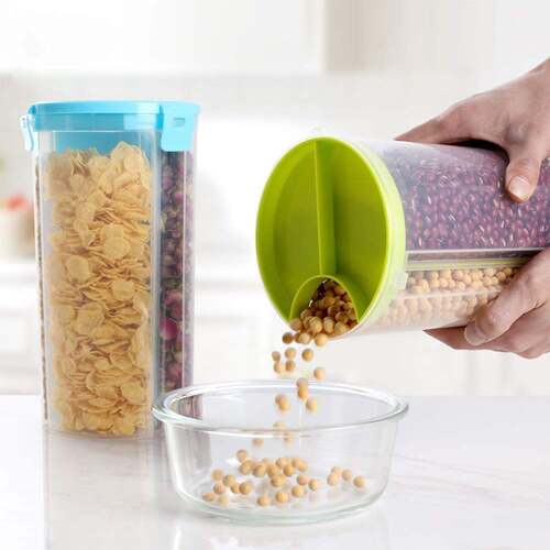 3 IN 1 TRANSPARENT AIR TIGHT STORAGE DISPENSER CONTAINER (WITH COLOR BOX) (0618B)