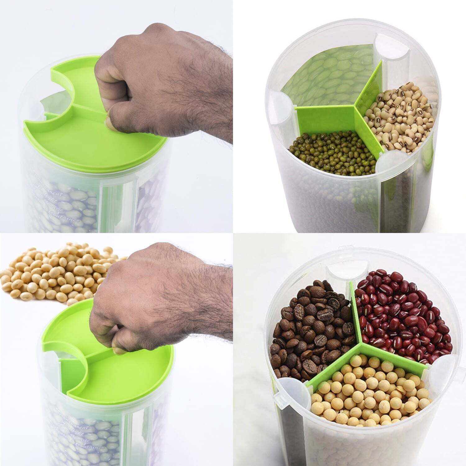 3 IN 1 TRANSPARENT AIR TIGHT STORAGE DISPENSER CONTAINER (WITH COLOR BOX) (0618B)