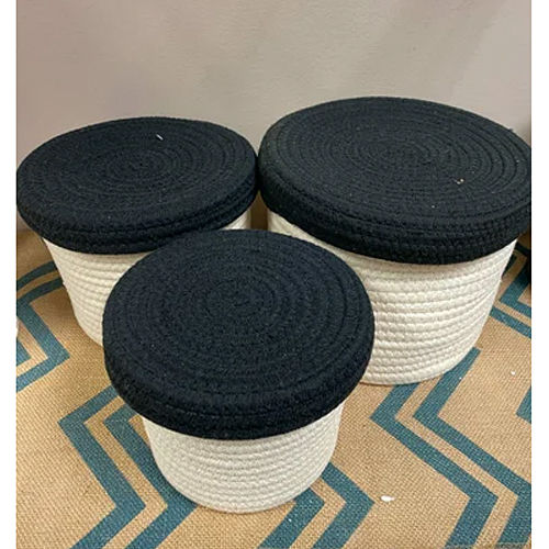 Cotton Rope Basket With Lid
