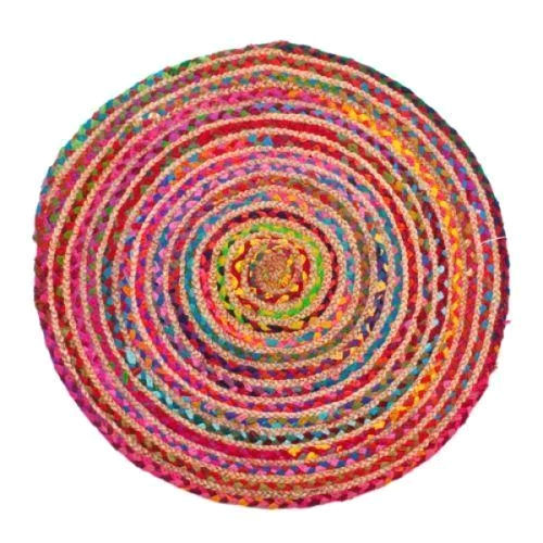 Multicolor Braided Jute Chindi Rug Place Of Origin: India