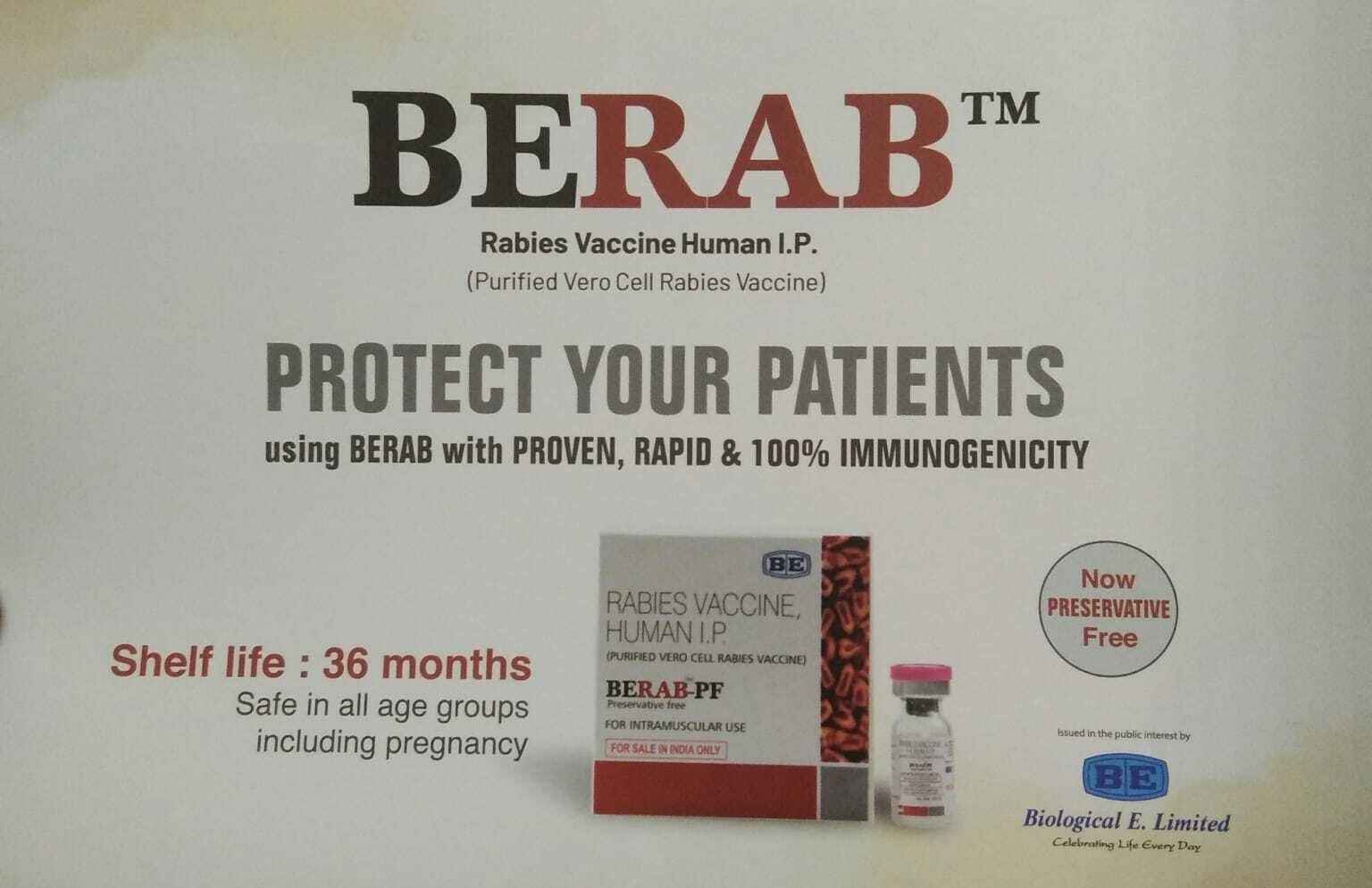 RABIES VACCINE HUMAN IP BERAB-PF