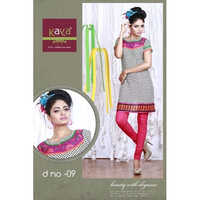 Ladies Linen Kurtis - Cotton Blend, Customized Size, Pink | Breathable, Cool Pass, No Fade, Washable, Short Sleeve, Printed, Simple Style