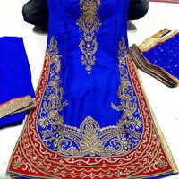 Blue Hand Embroidery Punjabi Suit