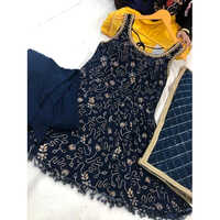 Indian Bridal Suits - Embroidered Black Salwar Suit, Customized Size With Sequins Decoration, Breathable And Non Toxic, Short Sleeves, 1 Year Warranty
