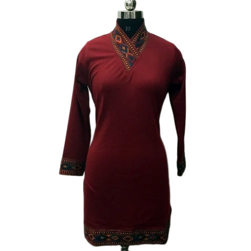 Woolen Maroon Kurtis