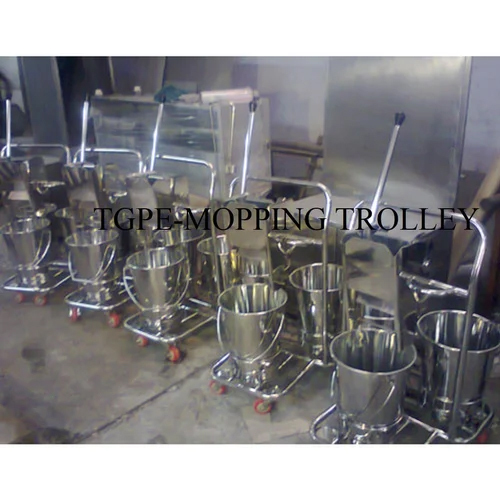 Silver Stainless Steel Mopping Trolley
