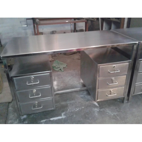 Stainless Steel Table with 6 Drawers