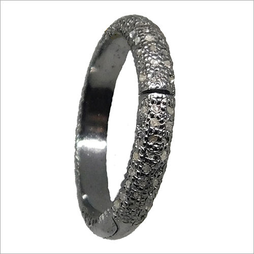 Sterling Silver Round Shaped Pave Diamond Clasp Lock