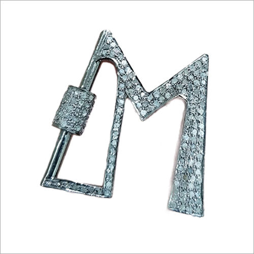 Sterling Silver Pave Diamond Solid Metal Screw Clasp