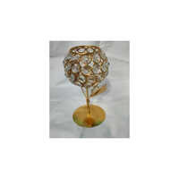 Crystal Votive Holder - Gold Plated Finish, Polished Surface | Modern Arts Inspired With Intricate Indian Design