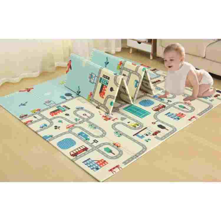 Kids Waterproof Play Mat - 5x7 Feet , Reversible Cotton Shaggy Design, Washable and Waterproof