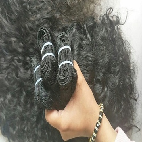 Double machine weft curly best human hair extensions