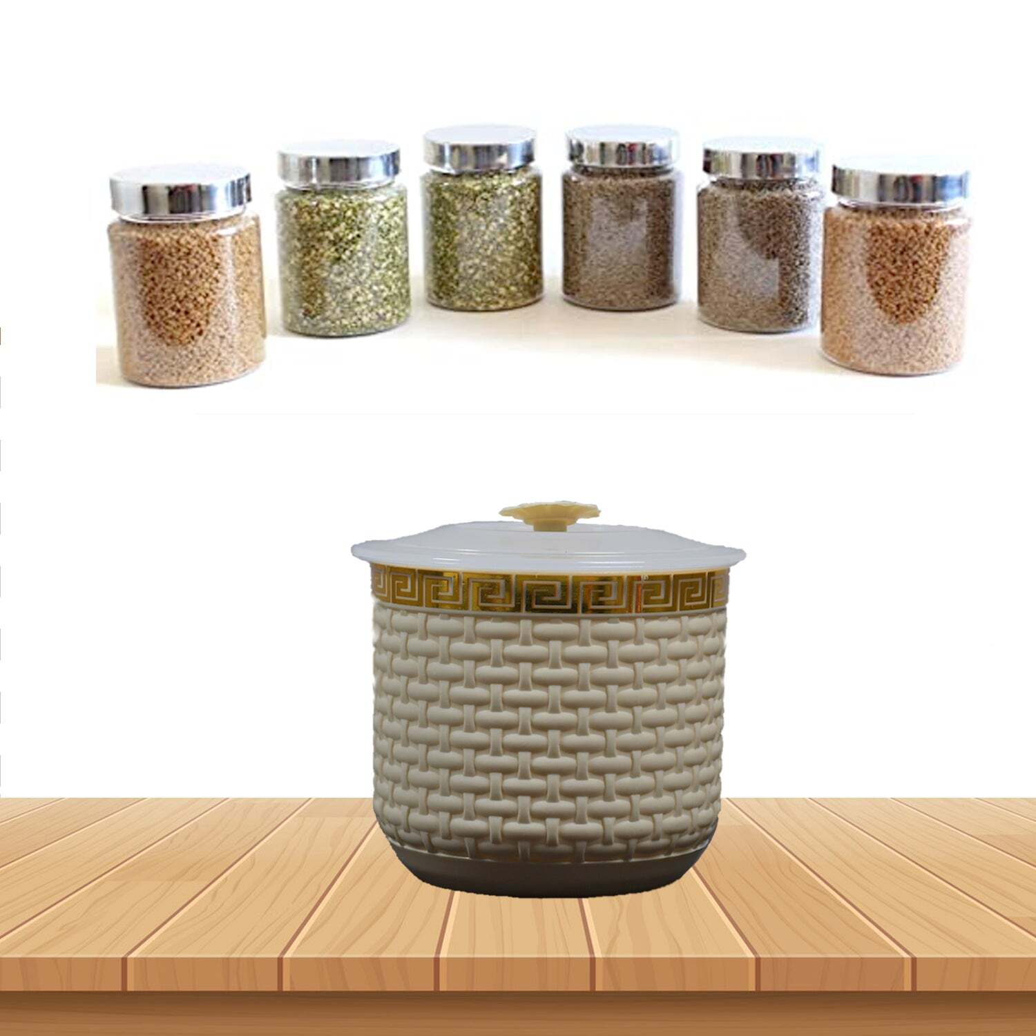 PLASTIC ROUND MELODY AIR TIGHT CONTAINER JAR 850ML FOR FOOD (5273)