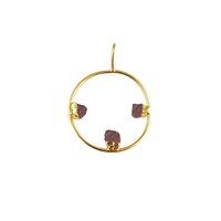 Same As Photo Ruby Raw Gemstone 30mm Round Shape Electroplated Charm