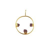 Ruby Raw Gemstone 30mm Round Shape Electroplated Charm