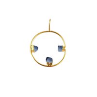 Sapphire Raw Gemstone Charm - 30mm Round Shape, Electroplated In Gold, Silver, Rose Gold