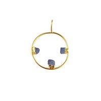 Tanzanite Raw Gemstone 30mm Round Shape Electroplated Charm