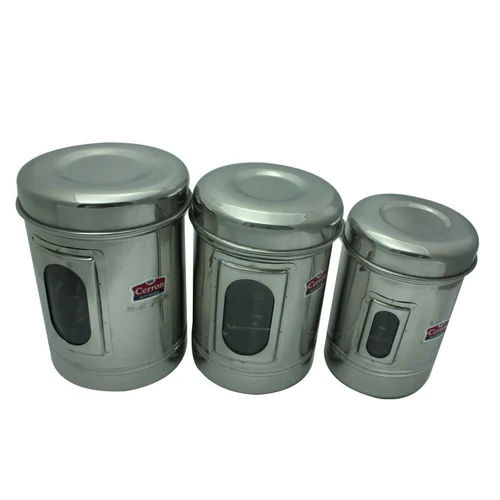 Silver Stainless Steel Kitchen Container Set