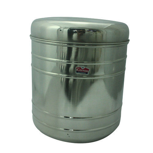 Silver Stainless Steel Round Container