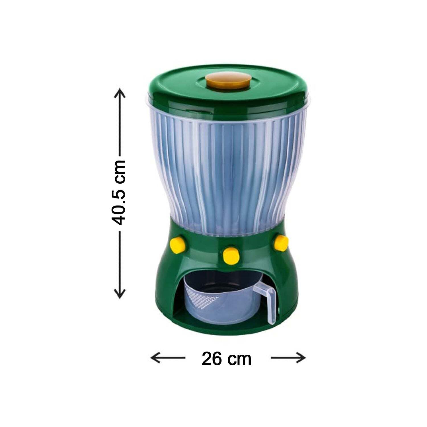 FOOD GRAIN STORAGE CONTAINER LARGE CAPACITY 4-GRID RICE DISPENSER ROTATABLE SEALED GRAIN FOOD STORAGE BOX RICE BUCKET DRY FOOD FRUIT BOX FOR HOME KITCHEN (2894)