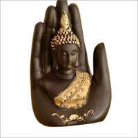 Antique Polyresin Palm Buddha Statue
