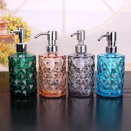 Multicolor Glass Liquid Soap Dispenser Bottles